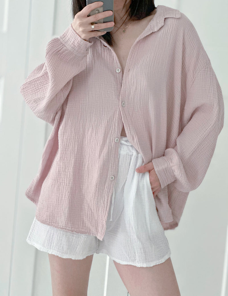 Musselin Bluse, regular, Babyrosa