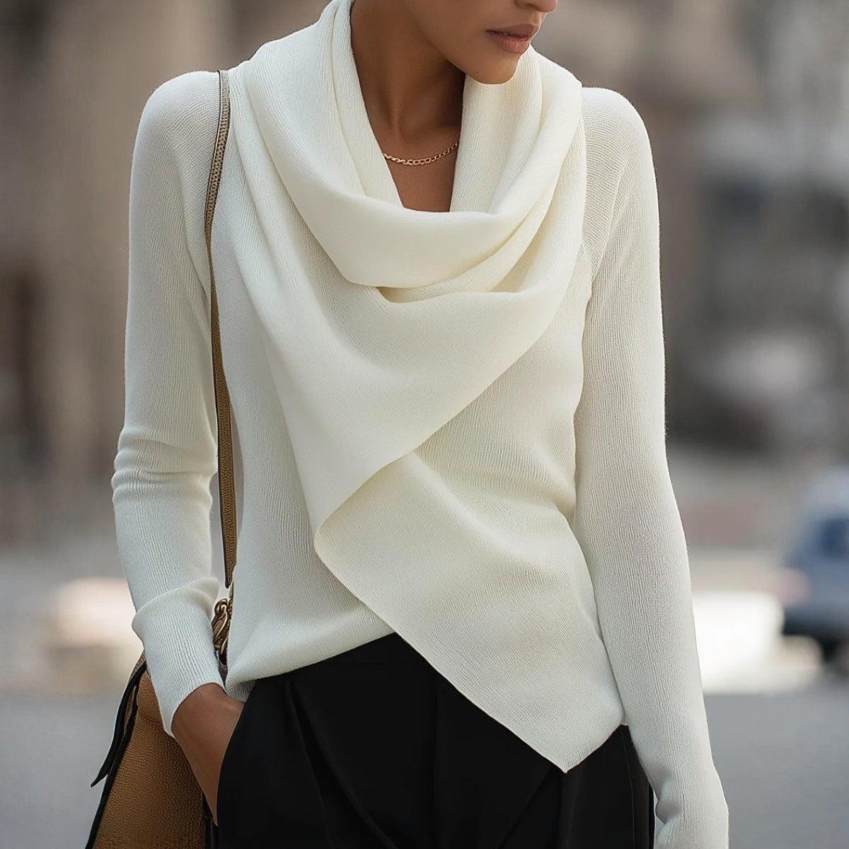 Fritzi – Weißer Mock Neck Strickpullover für Damen