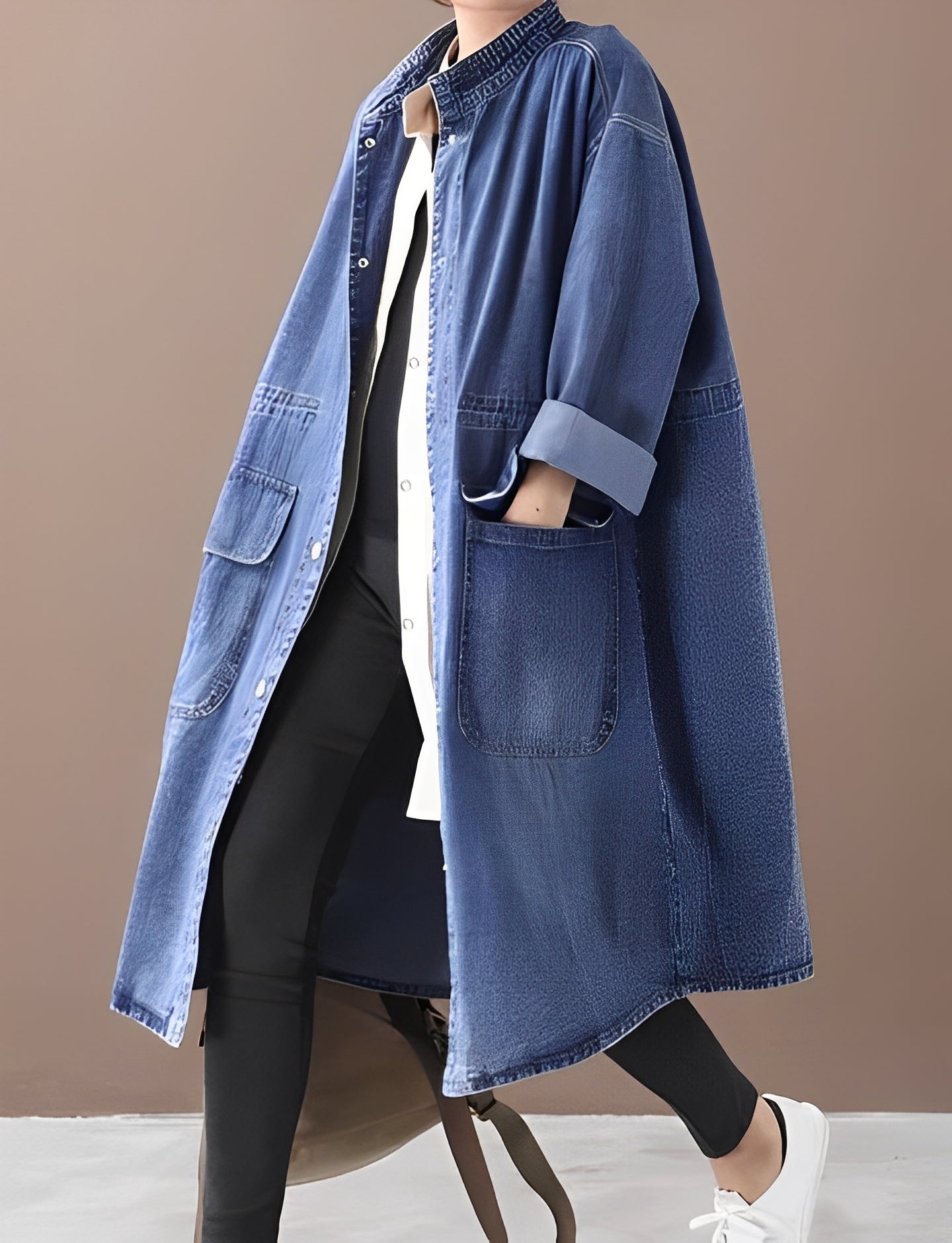 Debora - Lockere Damen Jeansjacke mit Stehkragen