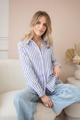 Love At First Stripe Blau/Gold - Bluse