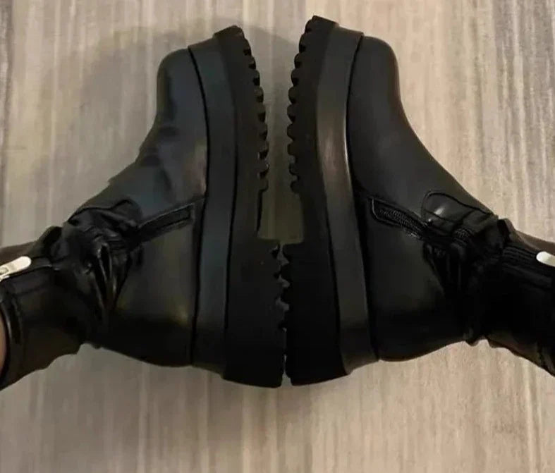 Birgit - Damen Plateau Chelsea Winterstiefel Warm