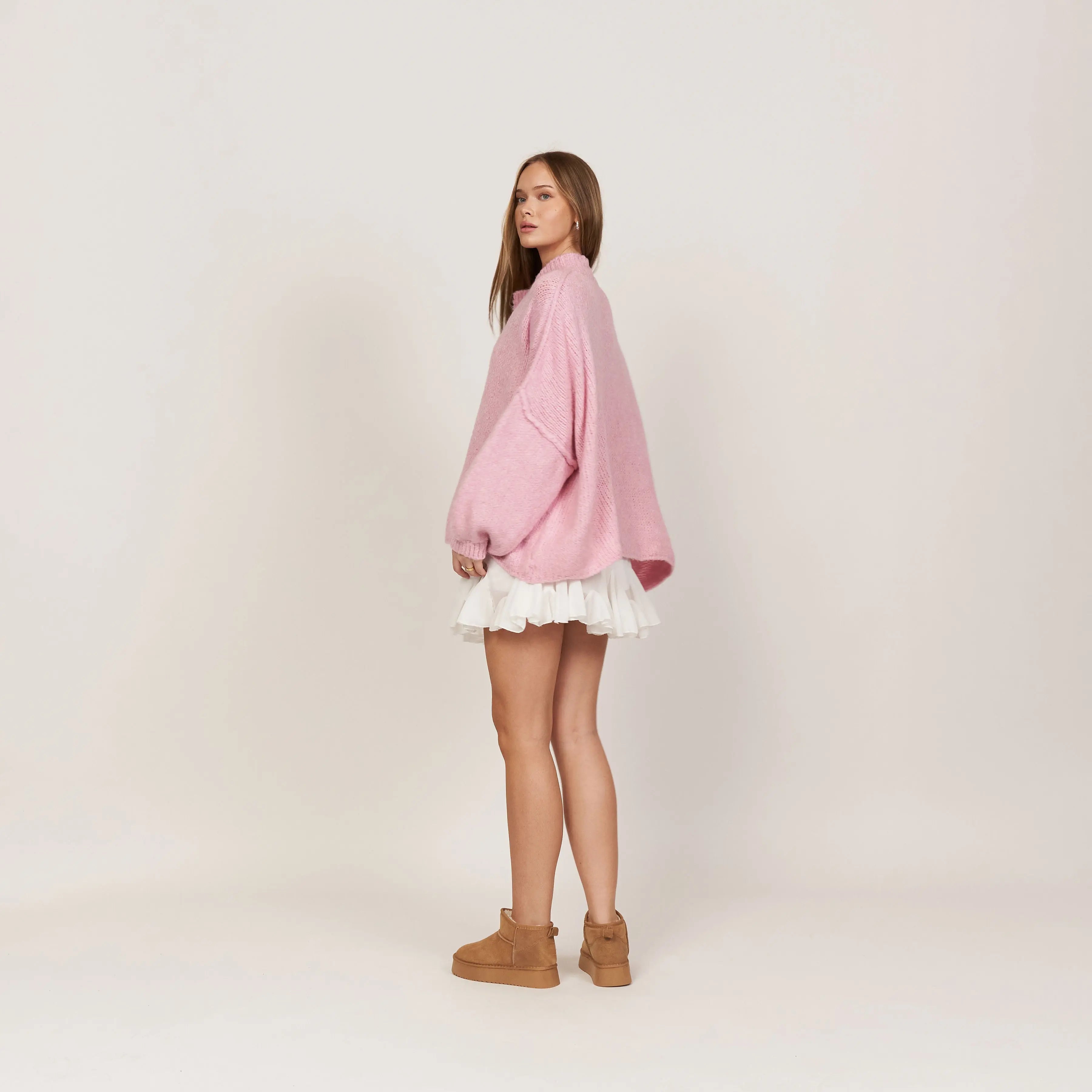 Simone - Damen Oversize Strick Cardigan mit Goldknöpfen