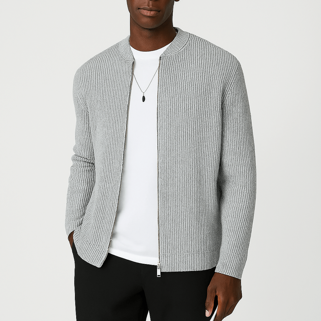 Malin - Lässiger Herren Cardigan Mit Reißverschluss Polyester
