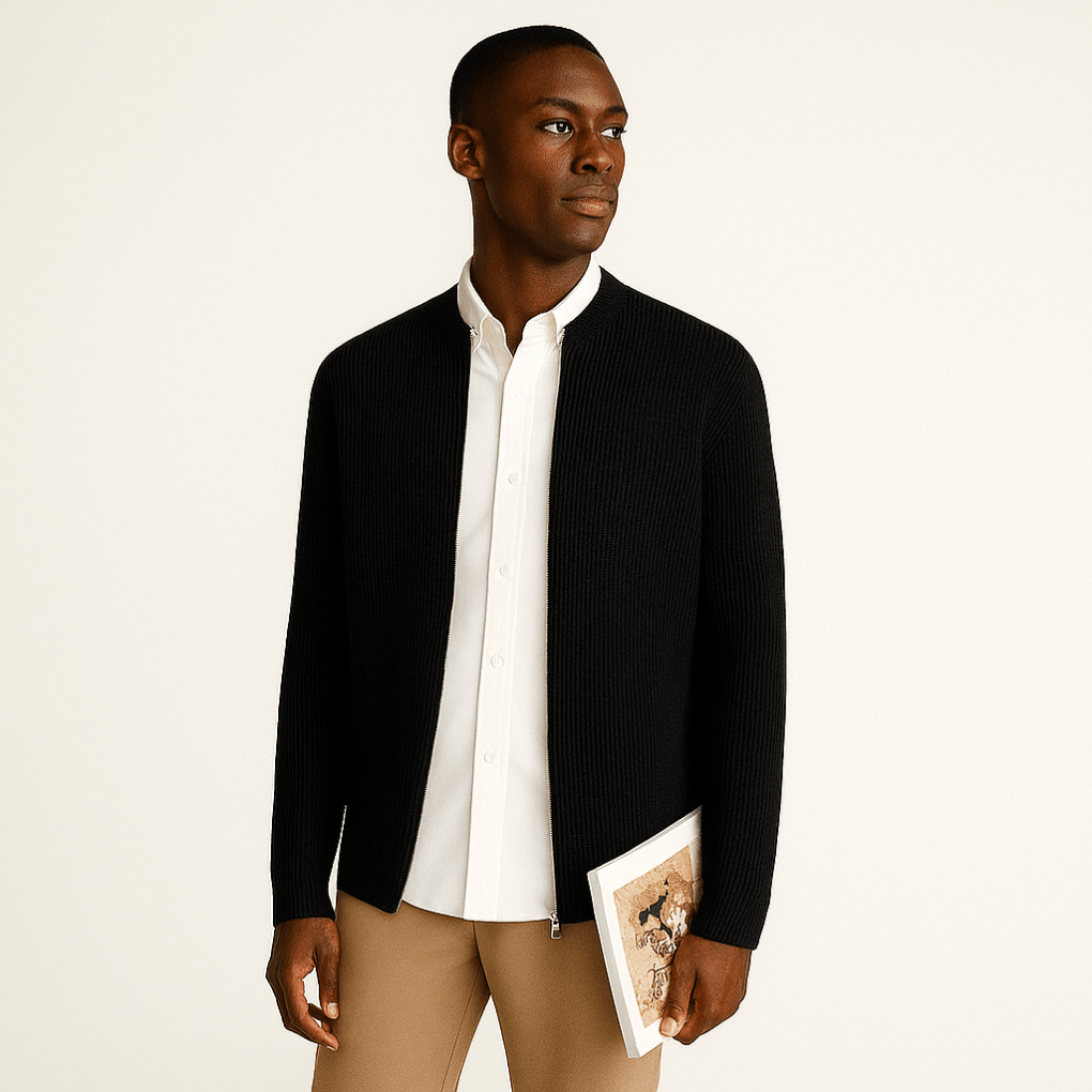 Malin - Lässiger Herren Cardigan Mit Reißverschluss Polyester