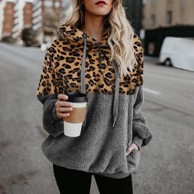 Sarah – Warmer Hoodie Mit Leoparden-Muster