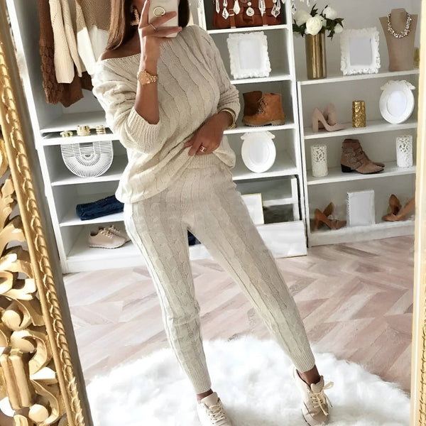 Cearra - Elegantes Set aus Strickpullover und Hose