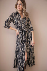 Serpentina Black/Beige - Maxi Jurk