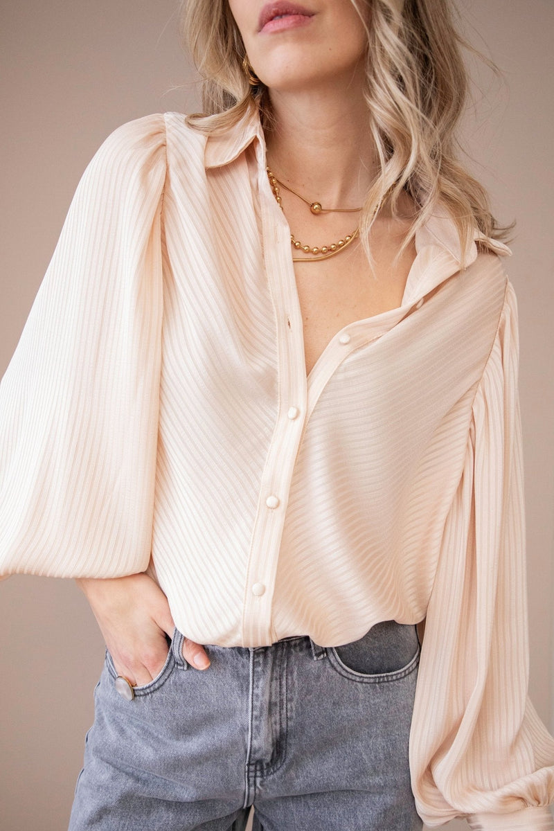 Sophisticated Stripes Warm Beige - Blouse