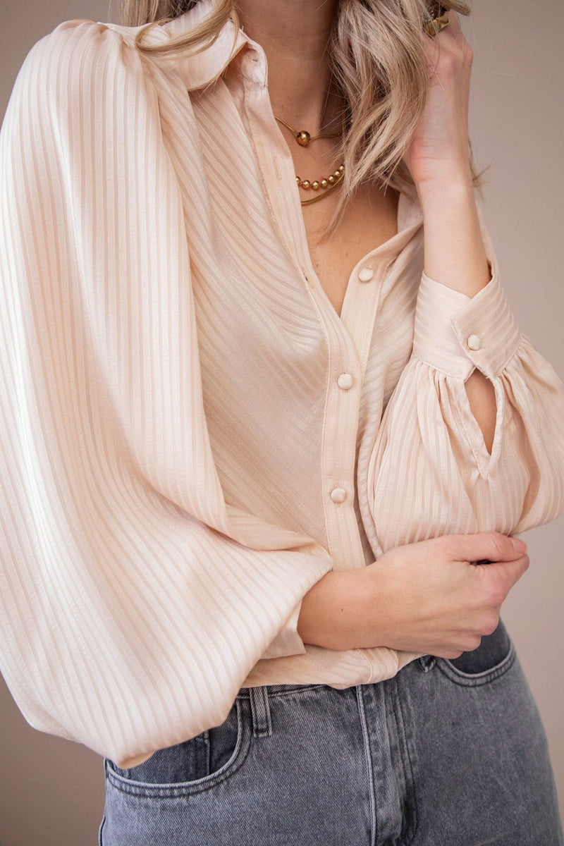 Sophisticated Stripes Warm Beige - Blouse