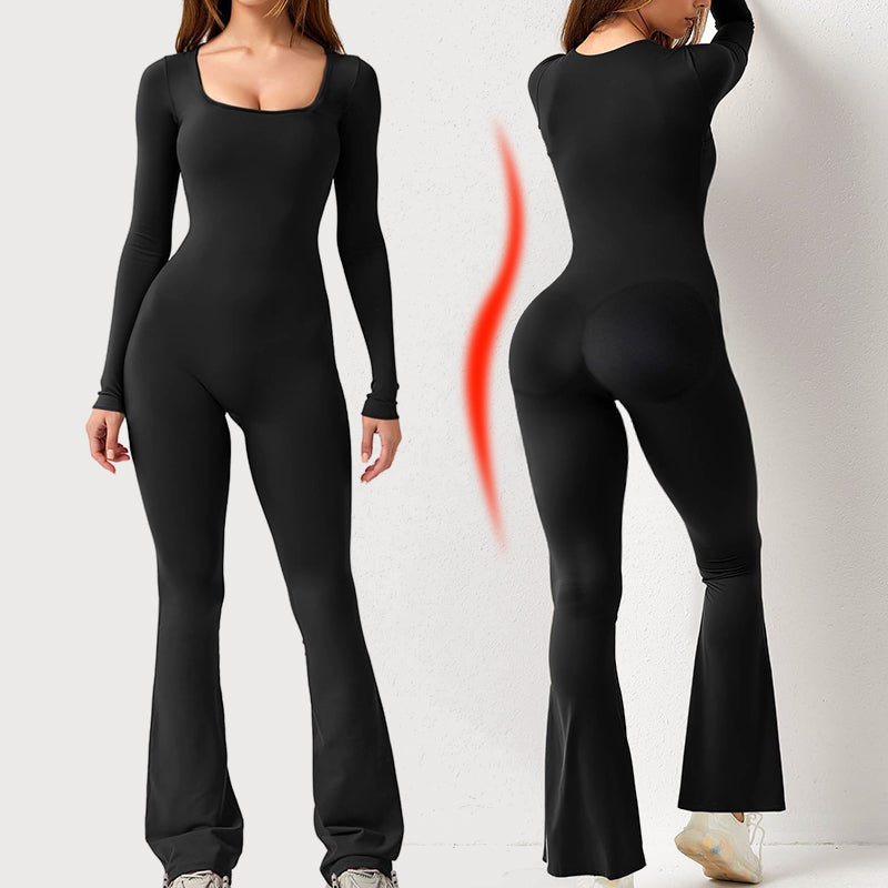 Jam - Damen Langer Ärmel Quadratischer Ausschnitt Jumpsuit