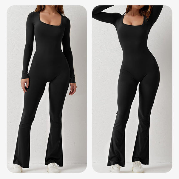 Jam - Damen Langer Ärmel Quadratischer Ausschnitt Jumpsuit