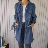 Herina - Faux Denim Lange Hemdjacke für Frauen