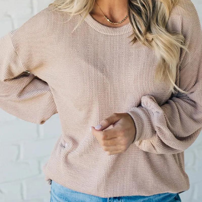 Helina - Damen Relaxed Rundhals Longsleeve Pullover