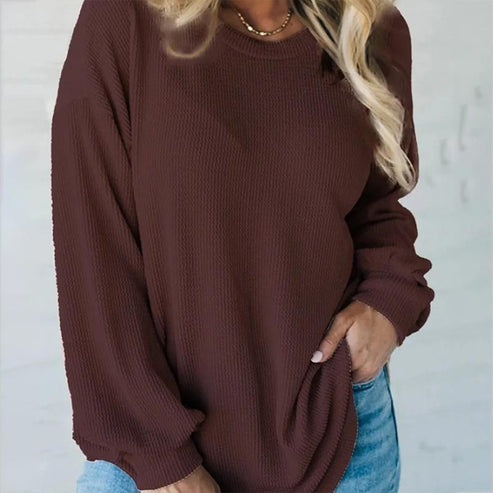 Helina - Damen Relaxed Rundhals Longsleeve Pullover