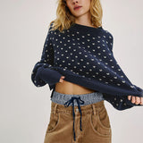 Wanda - Damen Cropped Pullover mit Schmetterlingsdruck