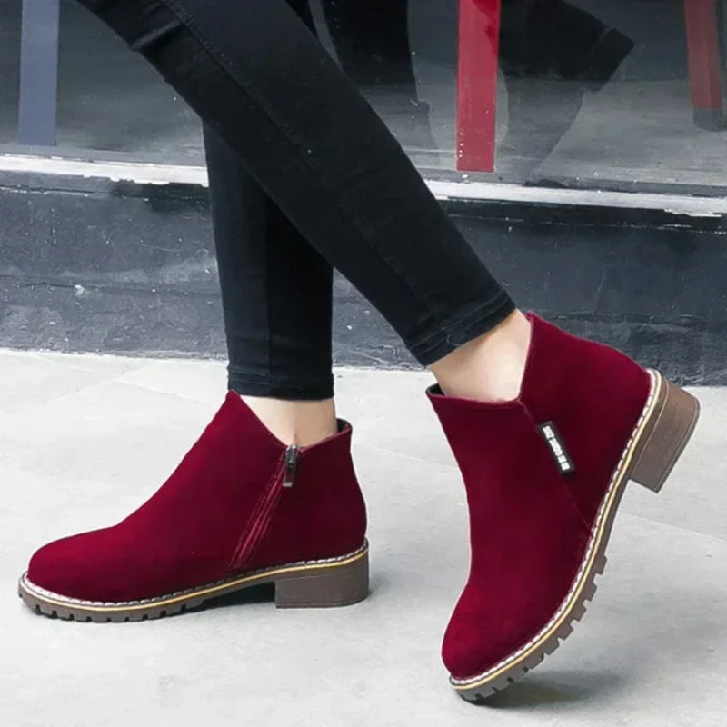 Silvia - Damen Ankle Boots mit Reißverschluss und niedrigem Absatz