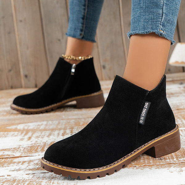 Silvia - Damen Ankle Boots mit Reißverschluss und niedrigem Absatz