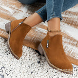 Silvia - Damen Ankle Boots mit Reißverschluss und niedrigem Absatz