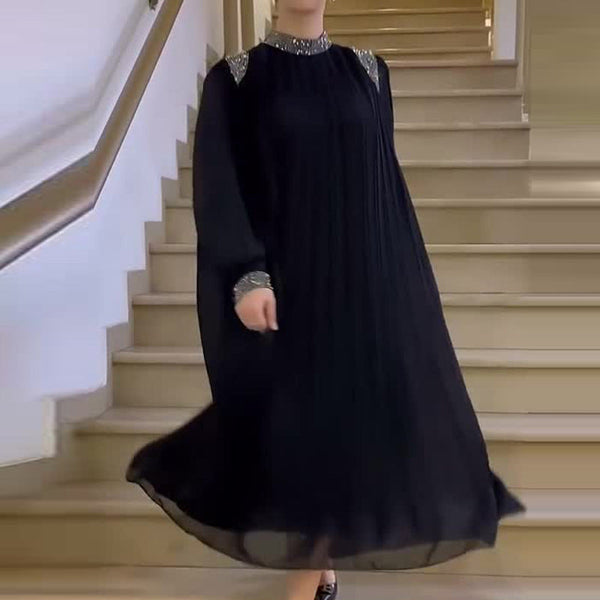 Ana - Plissiertes Midikleid mit Strasssteinen