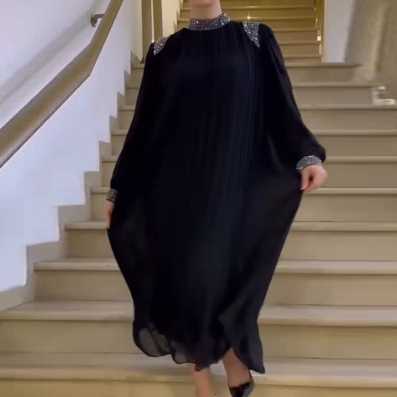 Ana - Plissiertes Midikleid mit Strasssteinen