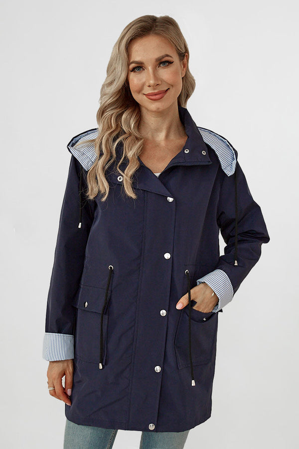 GESTREIFTE MARINEBLAUE SCHATTEN WINDJACKE