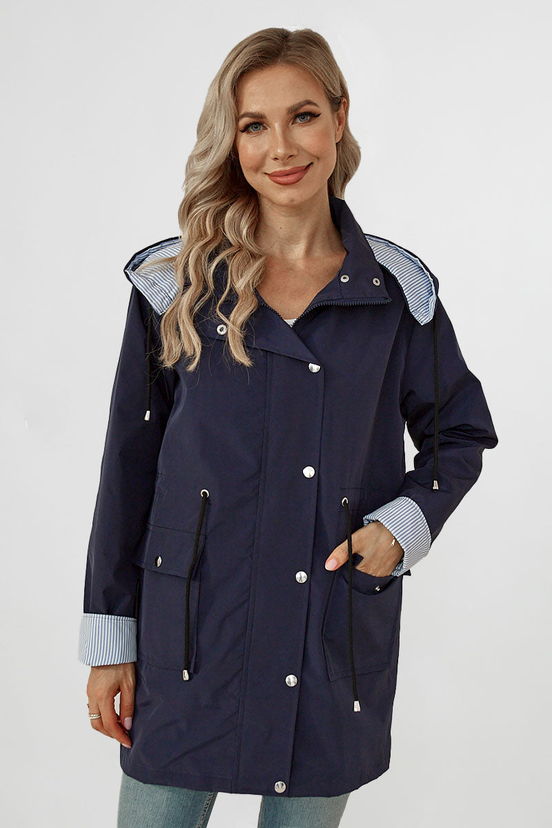 GESTREIFTE MARINEBLAUE SCHATTEN WINDJACKE