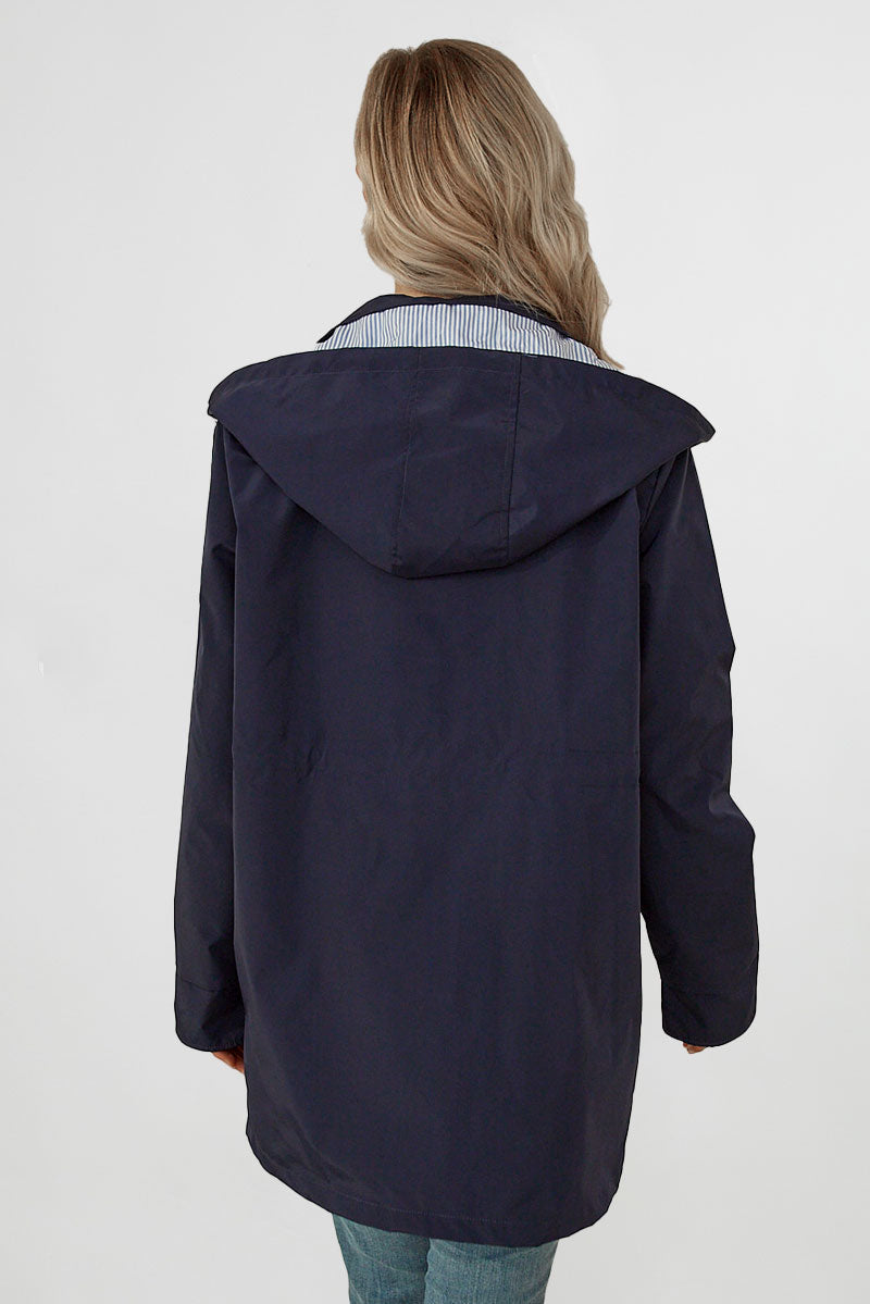 GESTREIFTE MARINEBLAUE SCHATTEN WINDJACKE