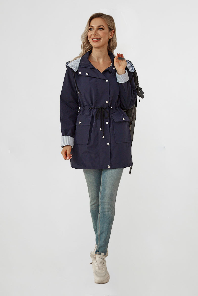 GESTREIFTE MARINEBLAUE SCHATTEN WINDJACKE