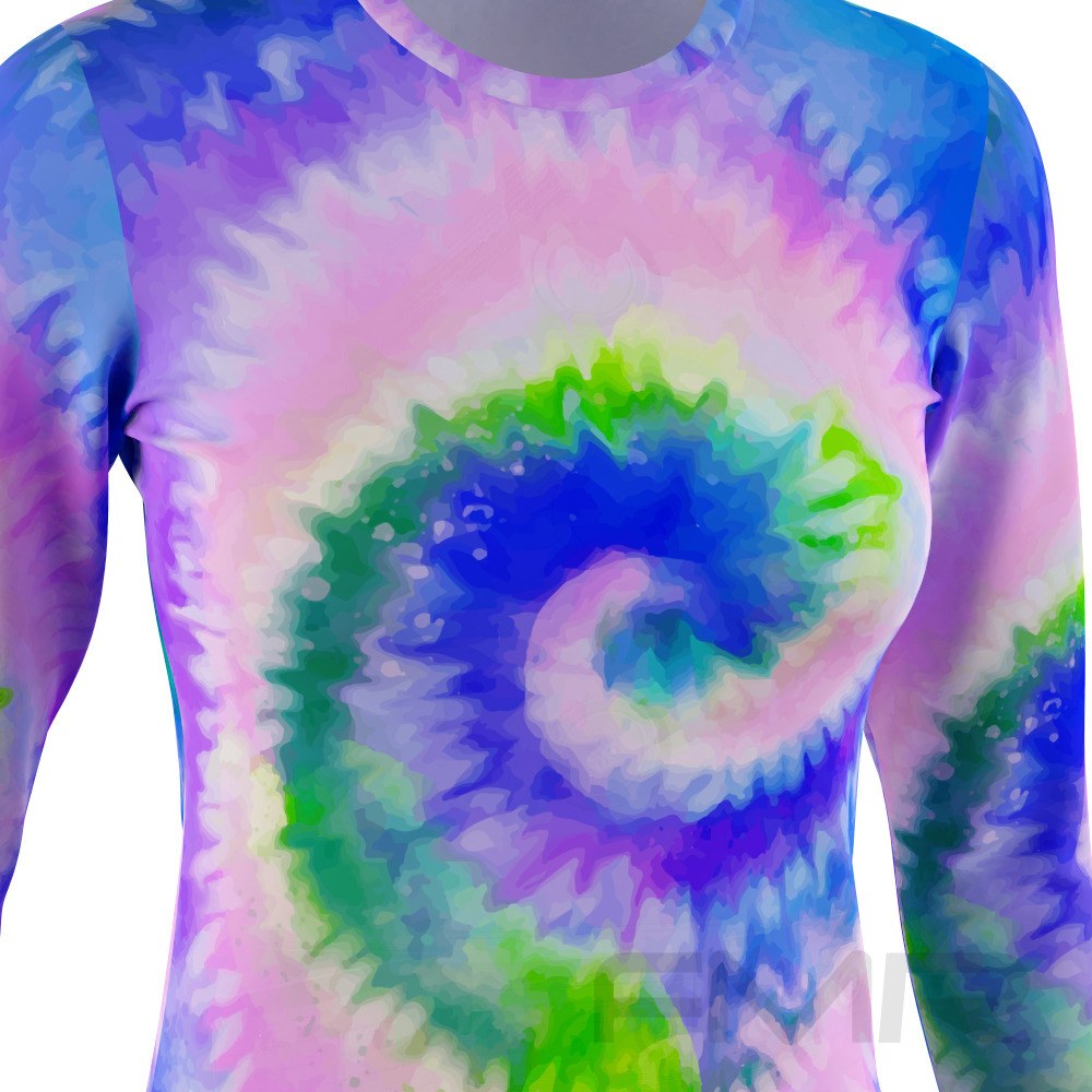 Lanafa - Frauen Longsleeve mit Blauem Tie-Dye-Design