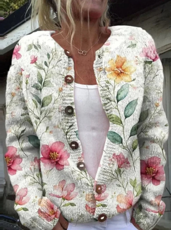 Birte - Strickjacke mit Blumenmuster