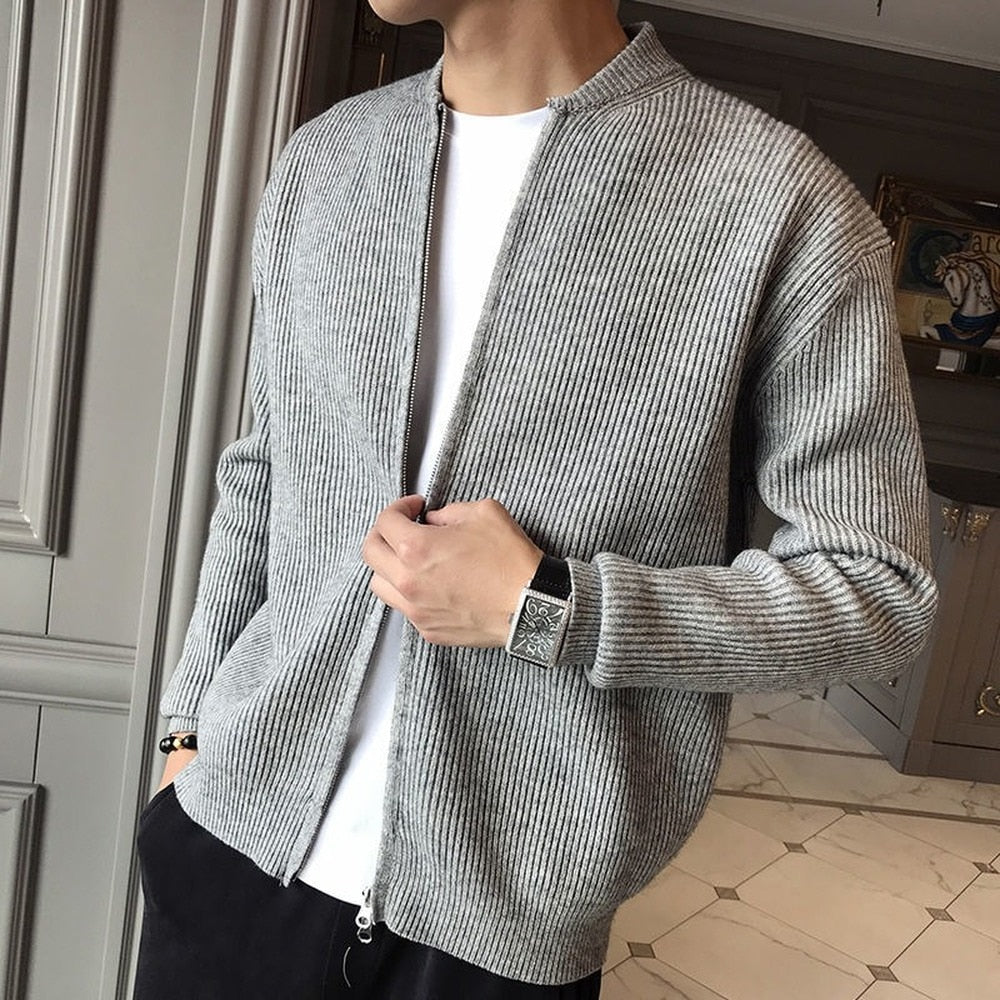Frodo - Klassische Herren Strickjacke mit Reißverschluss & Rippstruktur