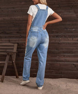 Kasandra - Geblümter Denim-Jumpsuit mit Bindegürtel