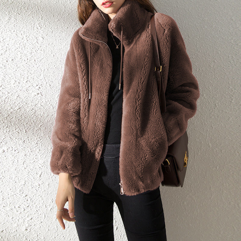 Shedi - Doppelseitige Fleece-Stehkragen-Wattierjacke