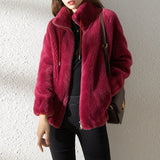 Shedi - Doppelseitige Fleece-Stehkragen-Wattierjacke