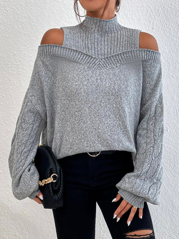 Off - Shoulder Sexy Rollkragenpullover aus Strick