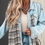 Athea - Frauen Karierte Denim Jacke