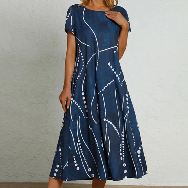 Latoya - Lässiges Lines Blaues Kleid