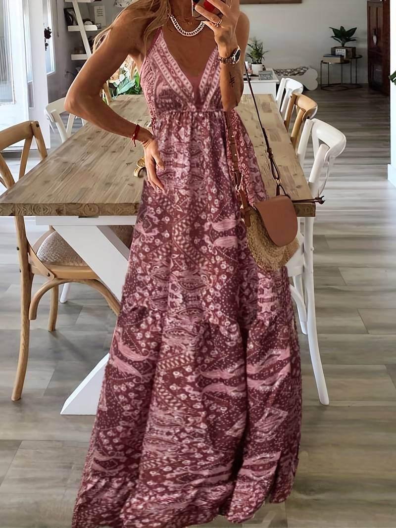 Yeva - Maxikleid im böhmischen Stil mit Ethno-Print