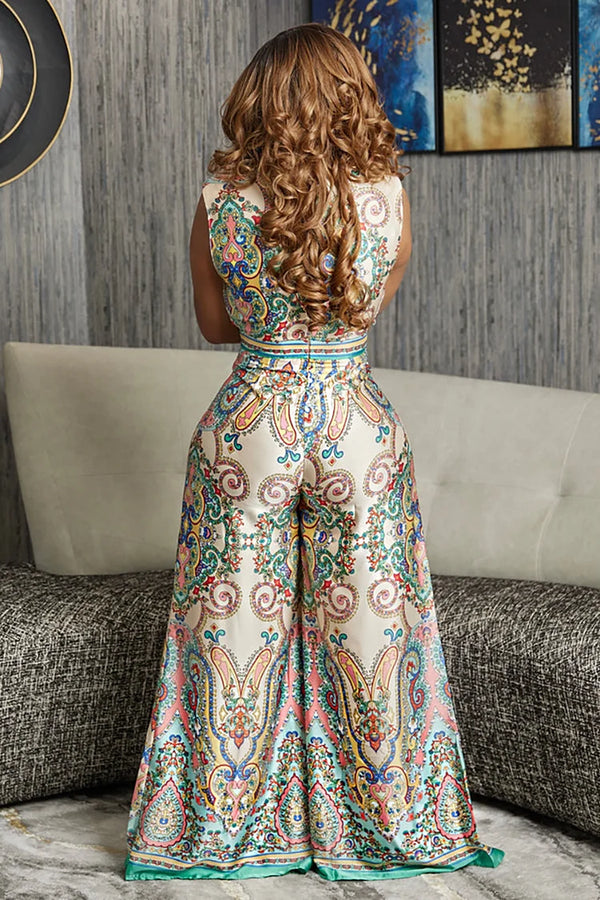 Rosey - Paisley Satin Jumpsuit