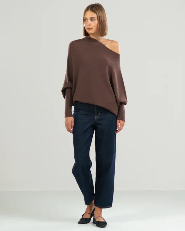 Roza - Asymmetrischer Cloud Drapierter Pullover