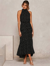 Cerelia - Juwelenausschnitt Polka Dot Ärmelloses Kleid