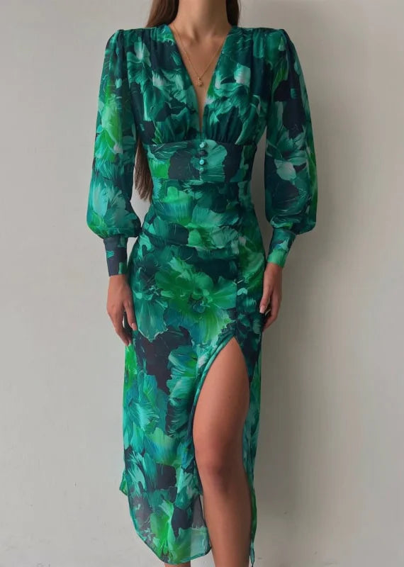 Lovie - Emerald Langärmeliges Maxikleid