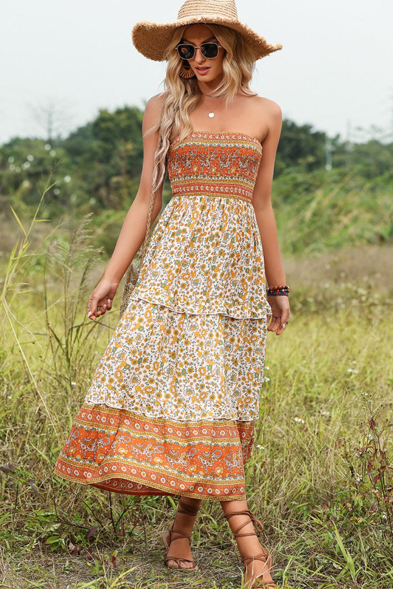 Kathy - Bohemian gerafftes Maxikleid