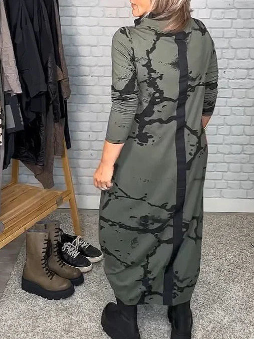 Lina - Langärmeliges Kleid mit Retro-Muster