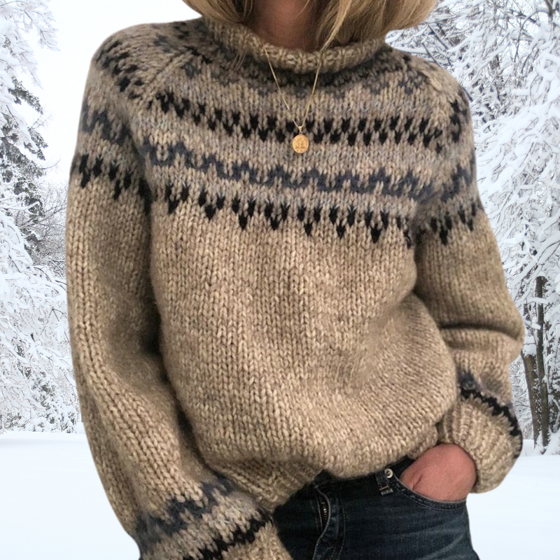 Mara - Warmer, Einzigartiger Frauen Rollkragenpullover