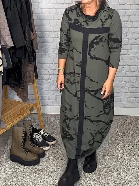 Lina - Langärmeliges Kleid mit Retro-Muster