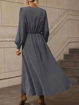 Elyn - Raffiniert geformtes Kleid in A-Linie mit Laternenärmeln und geschnürter Taille