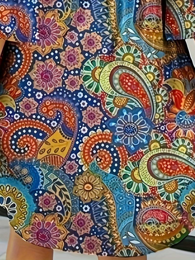 Zaria - Sexy Paisley Kleid Rundhalsausschnitt