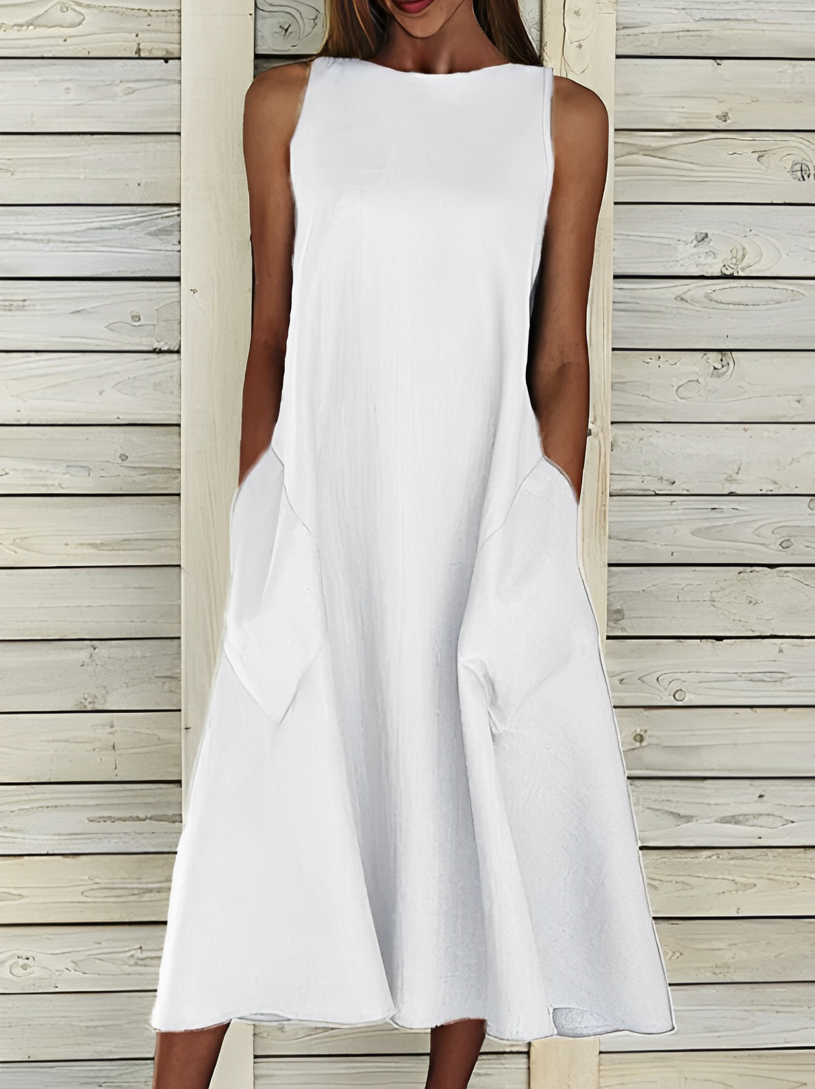 Amity Einfarbiges Baumwollkleid Weiß
