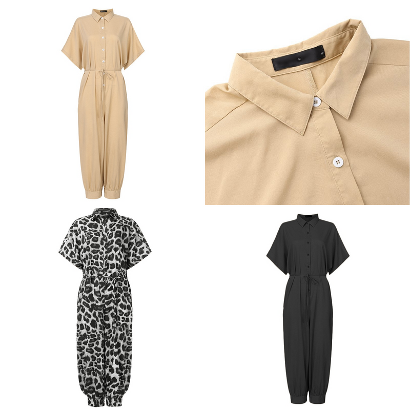 Zara - Knopf Spitzengürtel Jumpsuit